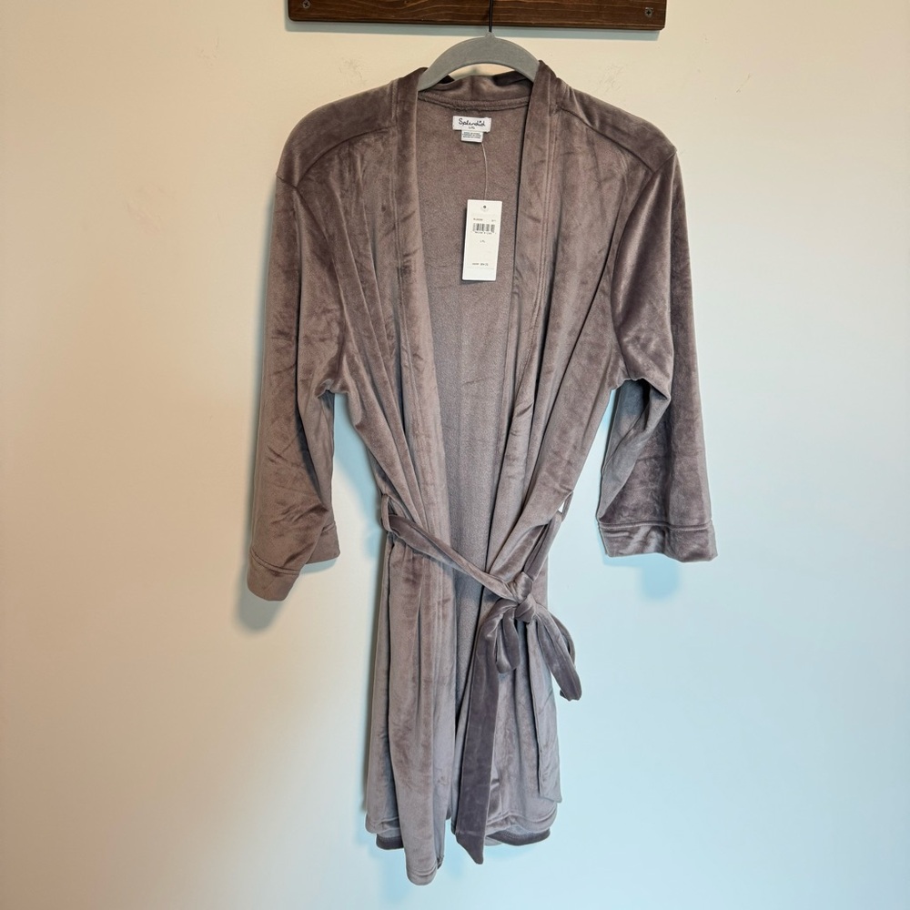 NWT Splendid Velour Robe in Gray L/XL